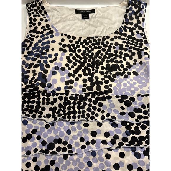 ST JOHN Silk Ruffle Polka Dot Sleeveless Top 4 - Picture 5 of 6